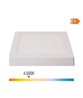 Downlight led superficie cuadrado blanco 20 w 1500 lm 4000 k luz dia 22 x 22 x 3 cm