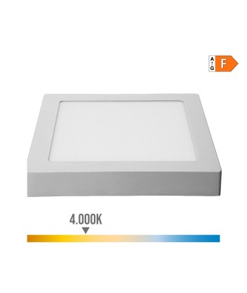 Downlight led superficie cuadrado cromado 20 w 1500 lm 4000 k luz dia 22 x 22 x 3 cm