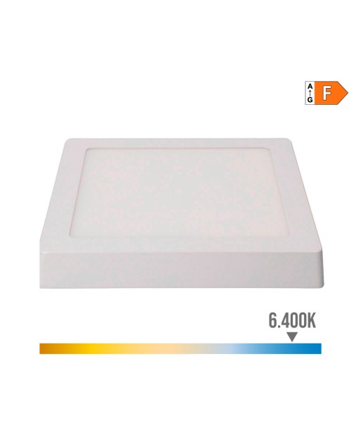 Downlight led superficie cuadrado blanco 20 w 1500 lm 6400 k luz fria 22 x 22 x 3,5 cm