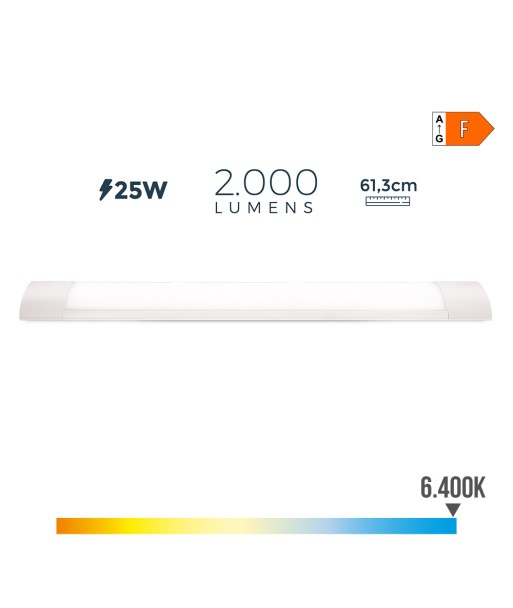 Regleta led 25 w 6500 k luz fria 2000 lm 61,3 x 3 x 12 cm