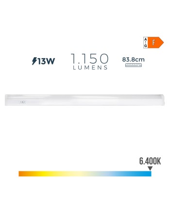 Regleta led 13 w 6500 k luz fria 1150 lm 83,8 x 3,5 x 3.8 cm
