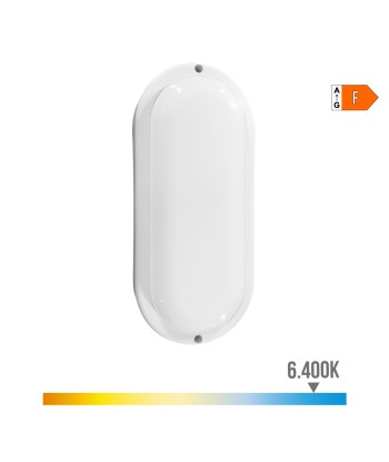 Aplique led oval con sensor crepuscular y de movimiento 18 w 1820 lm 6.400 k 23 x 10,2 x 4,5 cm
