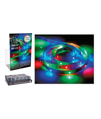 Tira de led 1m 30 leds a pilas multicolor