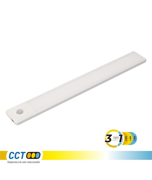 Regleta led regulable y recargable con sensor, magnética, 1,5 w, 3cct, 1500 mah, 14 x 40 x 306 mm