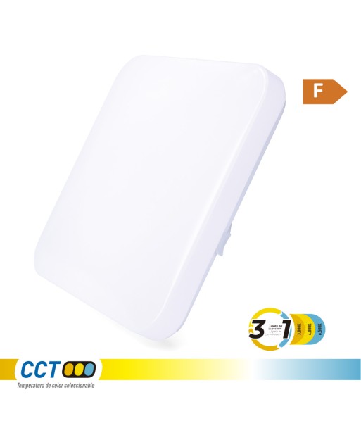 Aplique led cuadrado extraplano de superficie 12 w 3cct 1160 lm 28,5 x 28,5 x 6 cm