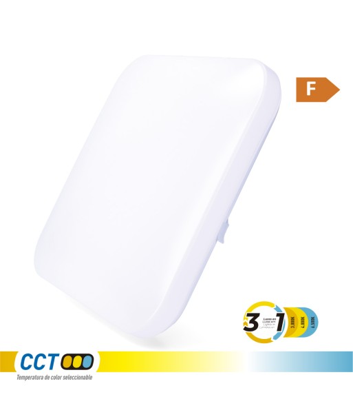 Aplique led cuadrado extraplano de superficie 18 w 3cct 1820 lm 33 x 33 x 7 cm