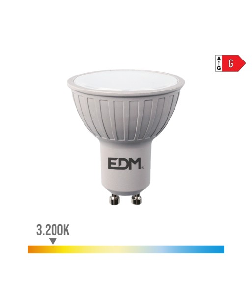 Bombilla dicroica led regulable gu10 6 w 500 lm 3200 k luz cálida ø5 x 5,5 cm
