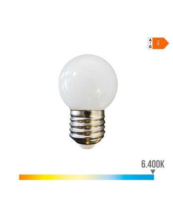 Bombilla esferica led e27 1,5 w 130 lm 6400 k luz fria ø45 x 69 mm