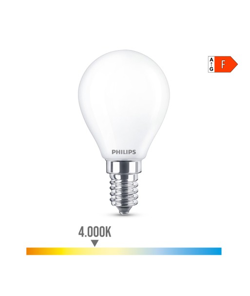 Bombilla esferica led e14 4,3 w 470 lm 4000 k luz dia ø4,5 x 8,2 cm